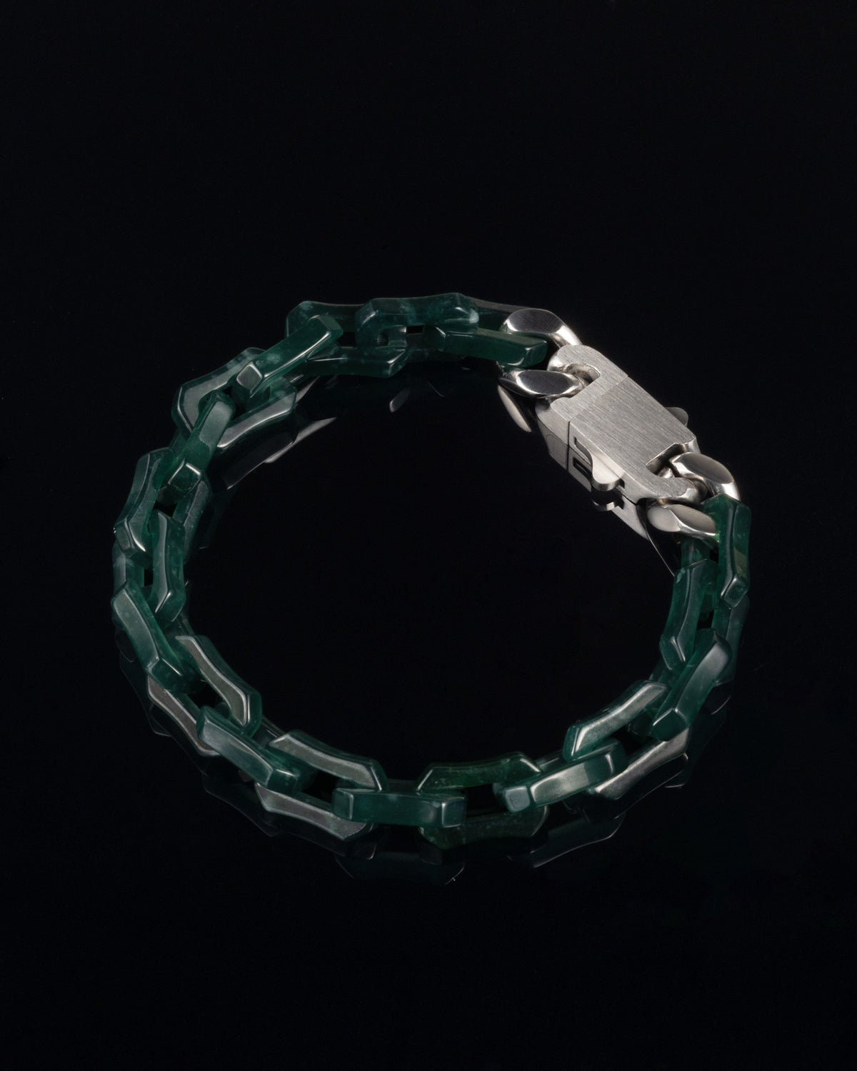 Chunky Square Cable Chain Bracelet In Mayan Jade - Luzari