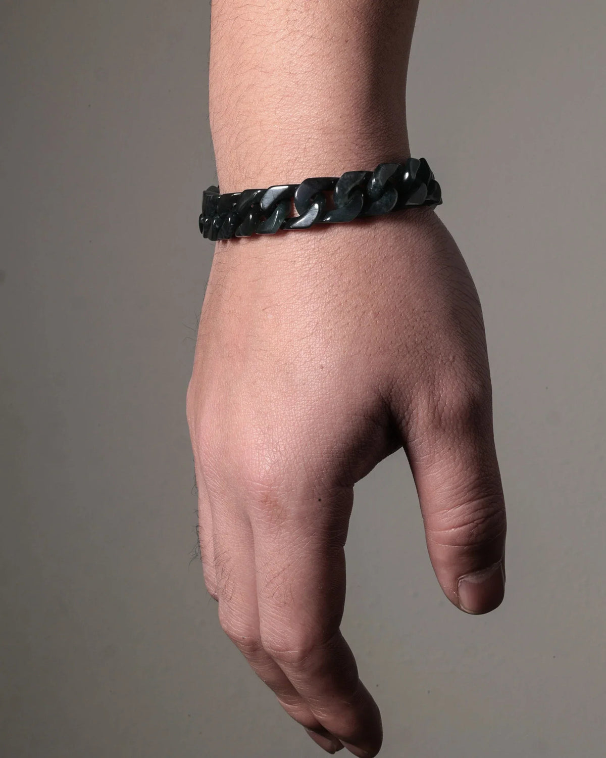 Classic Cuban Link Chain Bracelet In Black Jade - Luzari