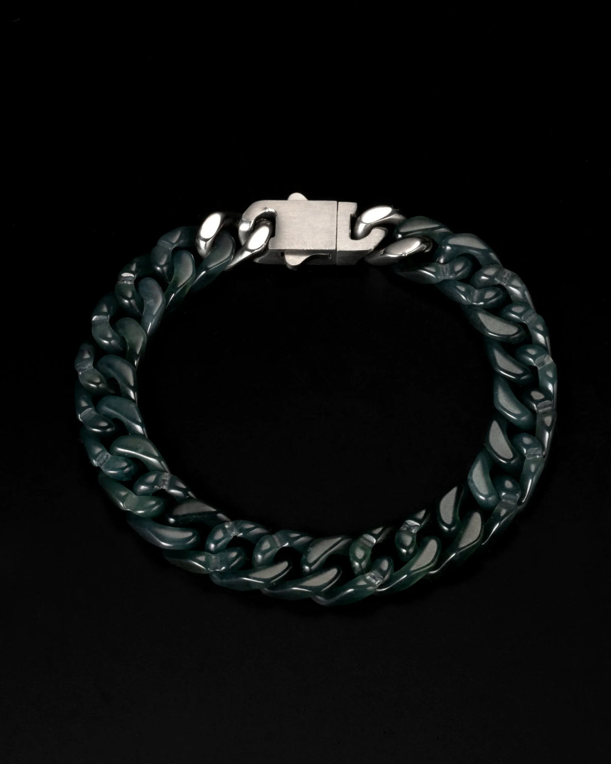 Classic Cuban Link Chain Bracelet In Black Jade - Luzari