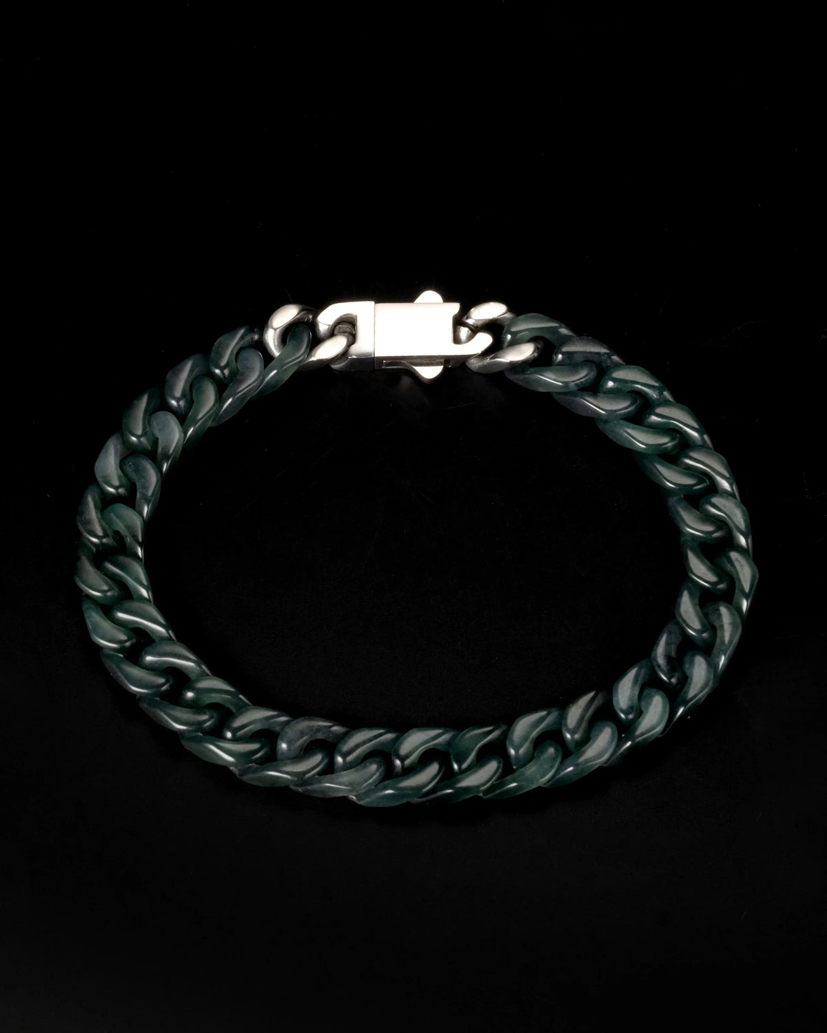 Classic Cuban Link Chain Bracelet In Black Jade - Luzari