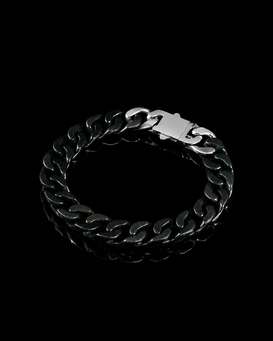 Classic Cuban Link Chain Bracelet In Dark Green Nephrite - Luzari