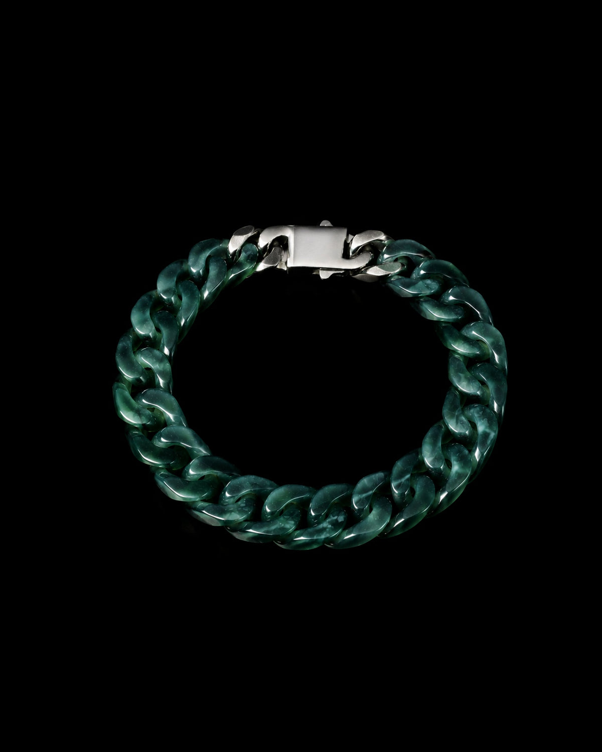 Classic Cuban Link Chain Bracelet In Jelly Green Mayan Jade - WAVY