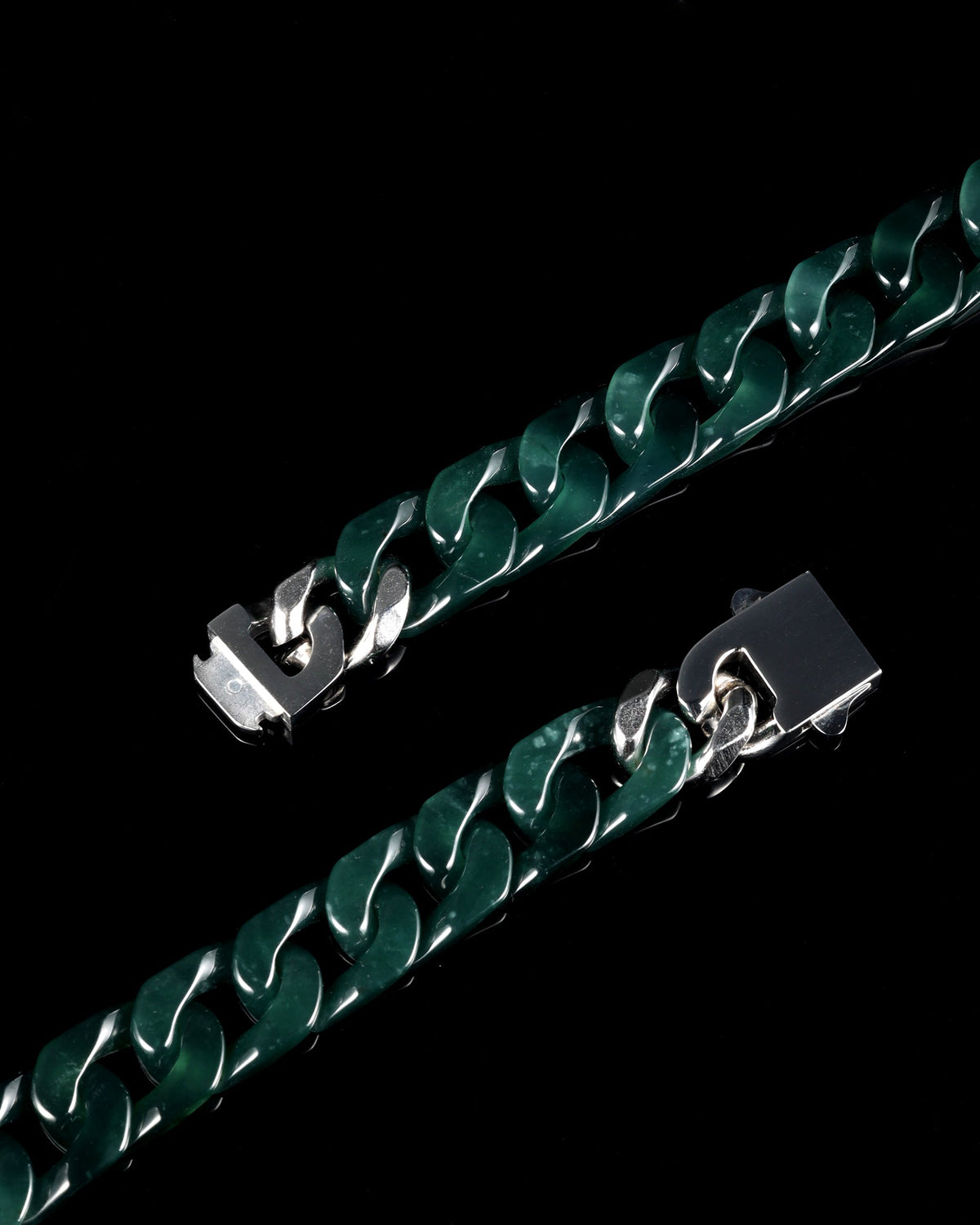 Classic Cuban Link Chain Bracelet In Jelly Green Mayan Jade - Luzari
