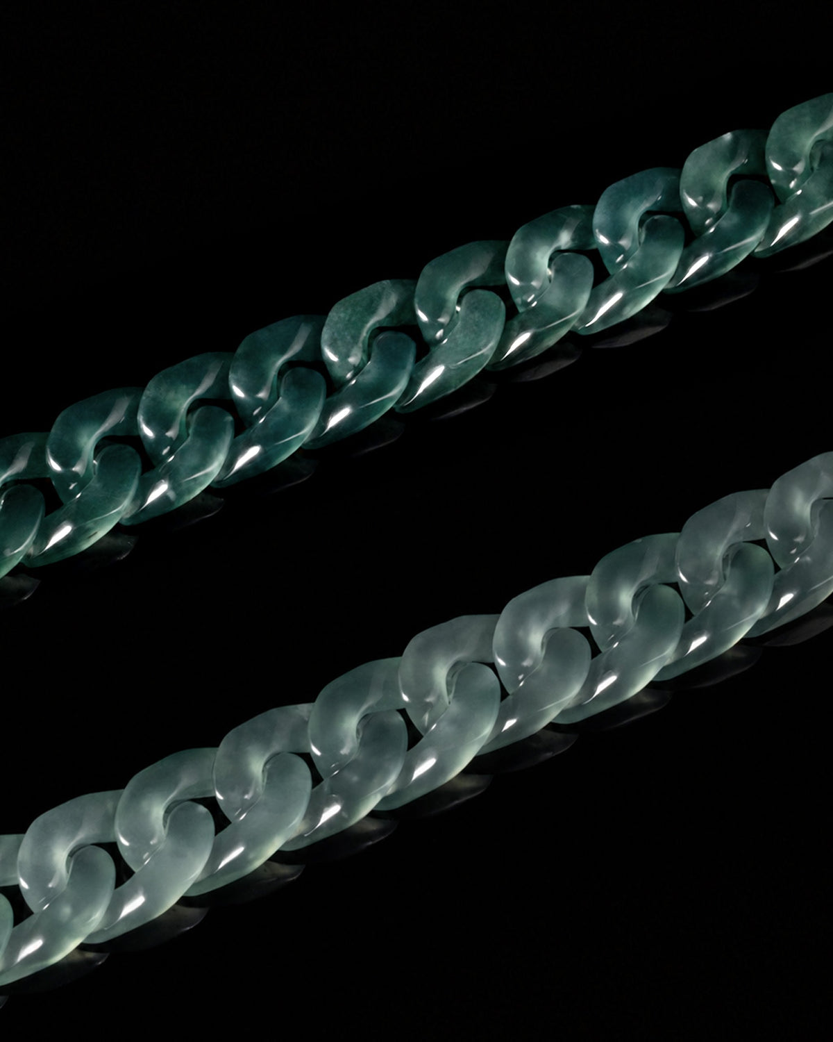 Classic Cuban Link Chain Bracelet In Top Icy Green Guatemalan Jade - Luzari