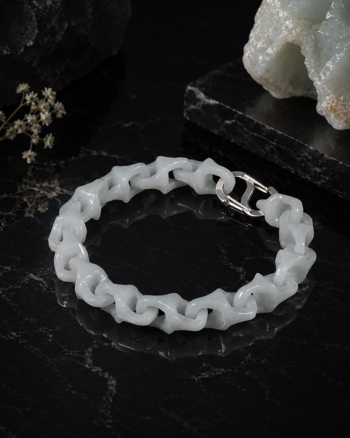 Dragon Spine Bracelet In White Jade - Luzari
