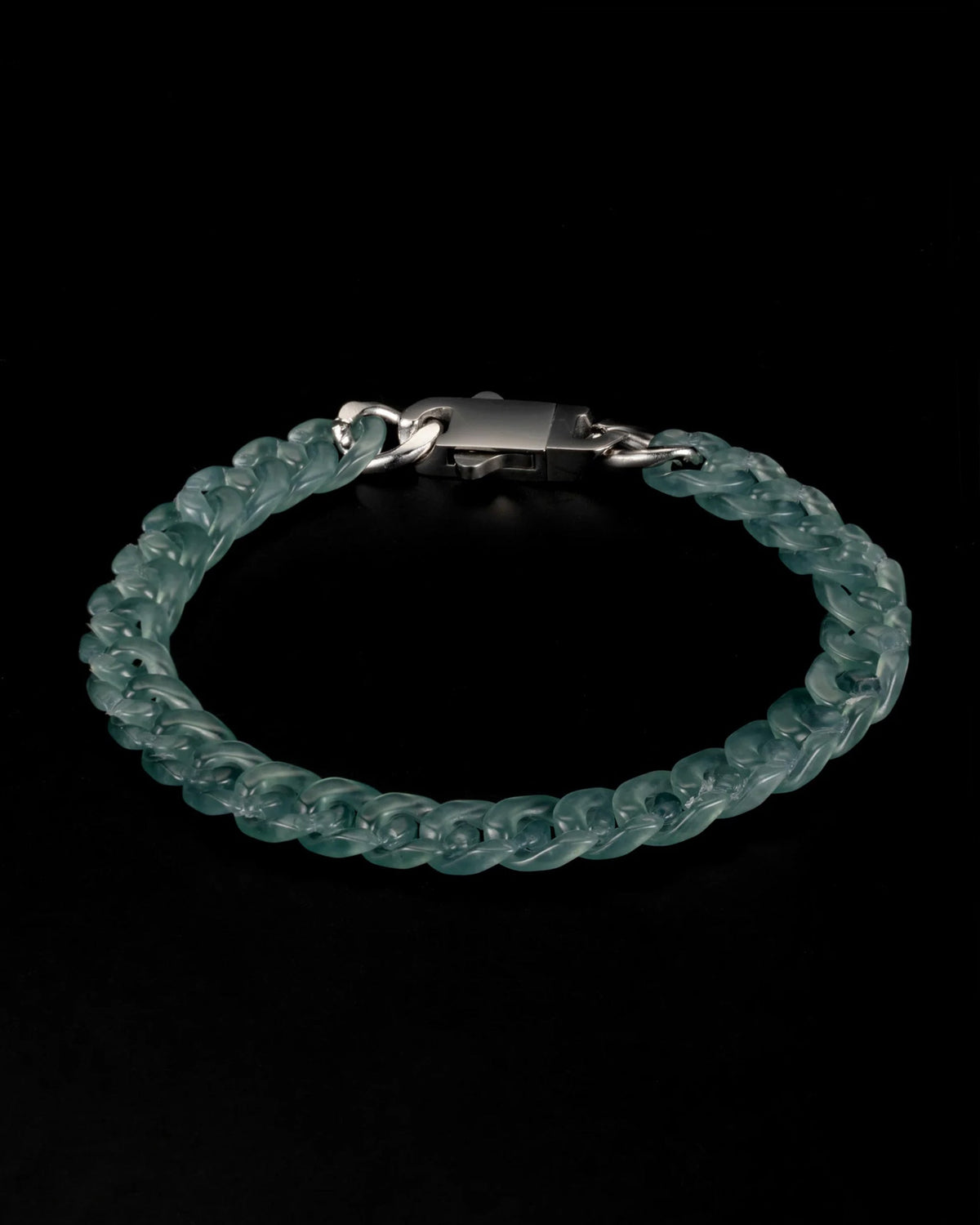 Slim Style Cuban Link Chain Bracelet In Mayan Blue Jade - Luzari