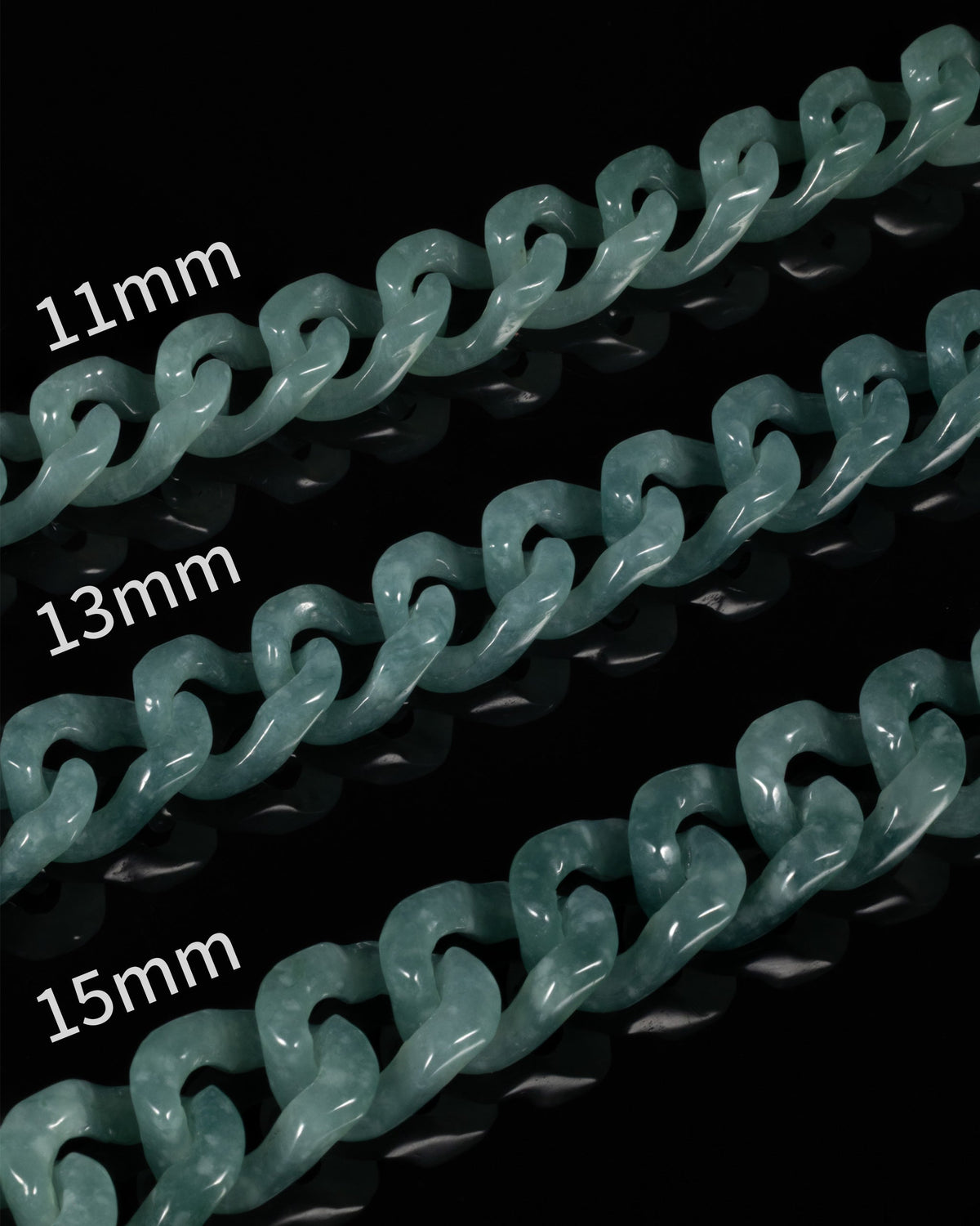 Single Piece Carved Cuban Chain Bracelet In Green Jade - Luzari
