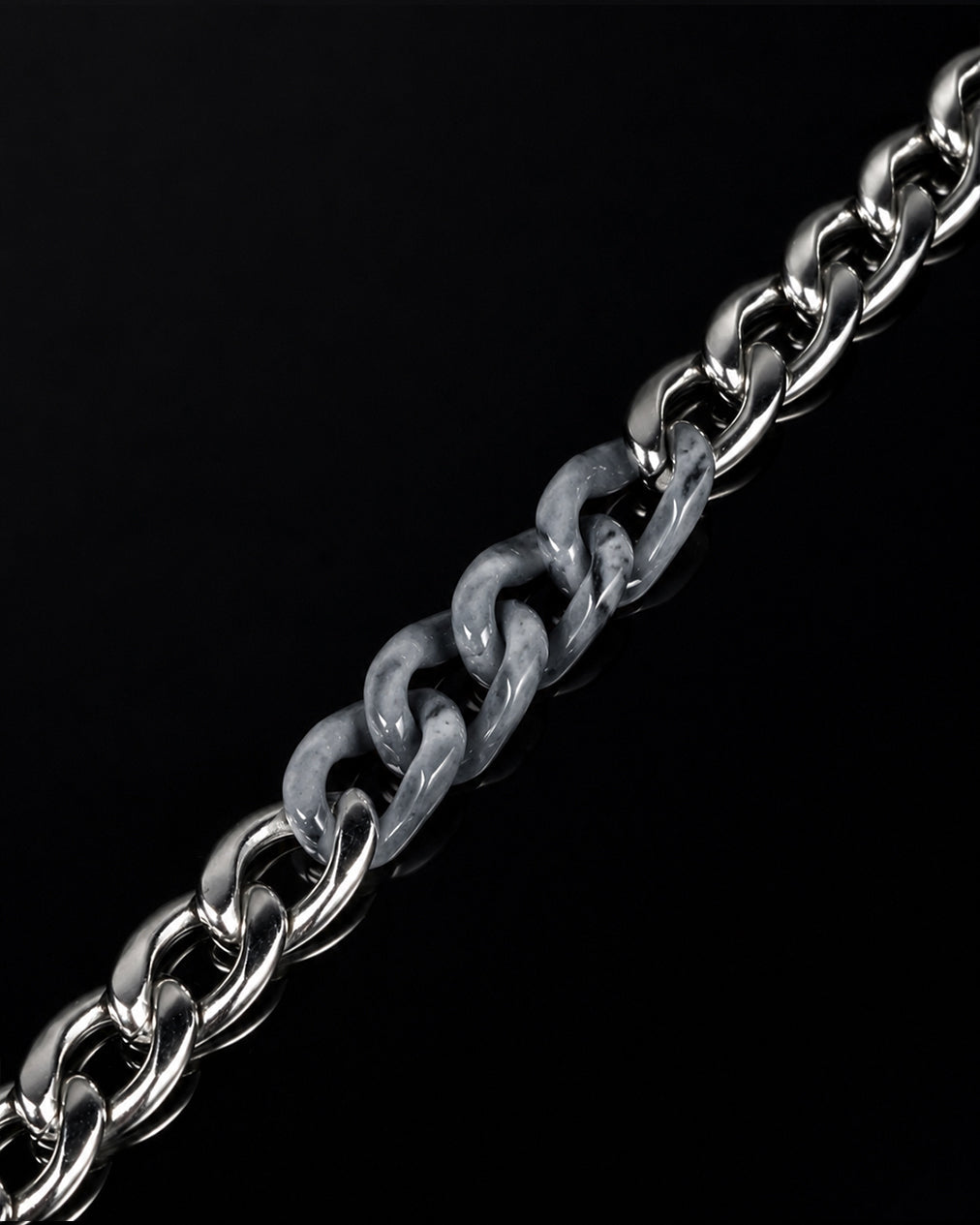 Classic Cuban Chain Bracelet In Mayan Jade With Stainless Steel - Luzari