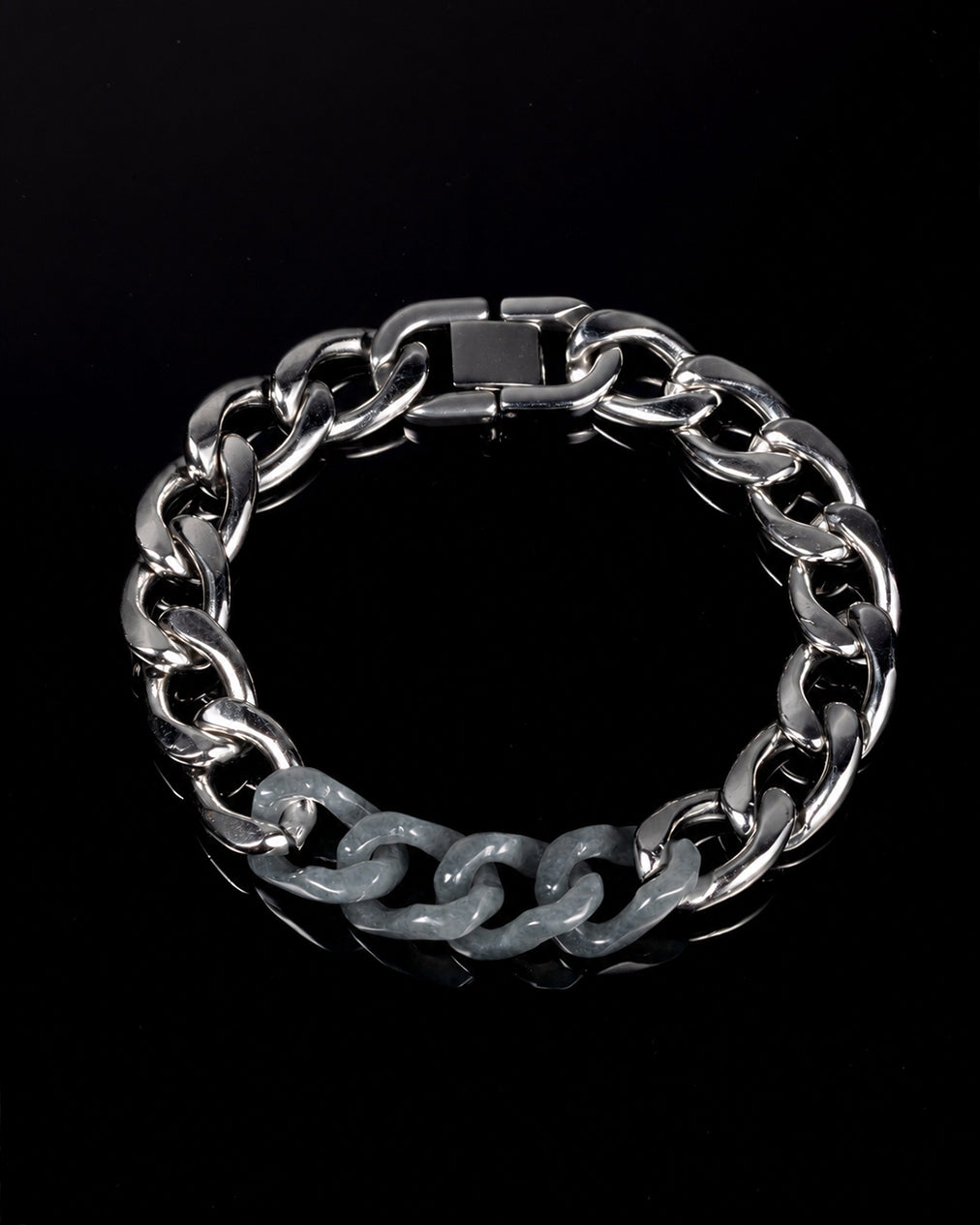 Classic Cuban Chain Bracelet In Mayan Jade With Stainless Steel - Luzari