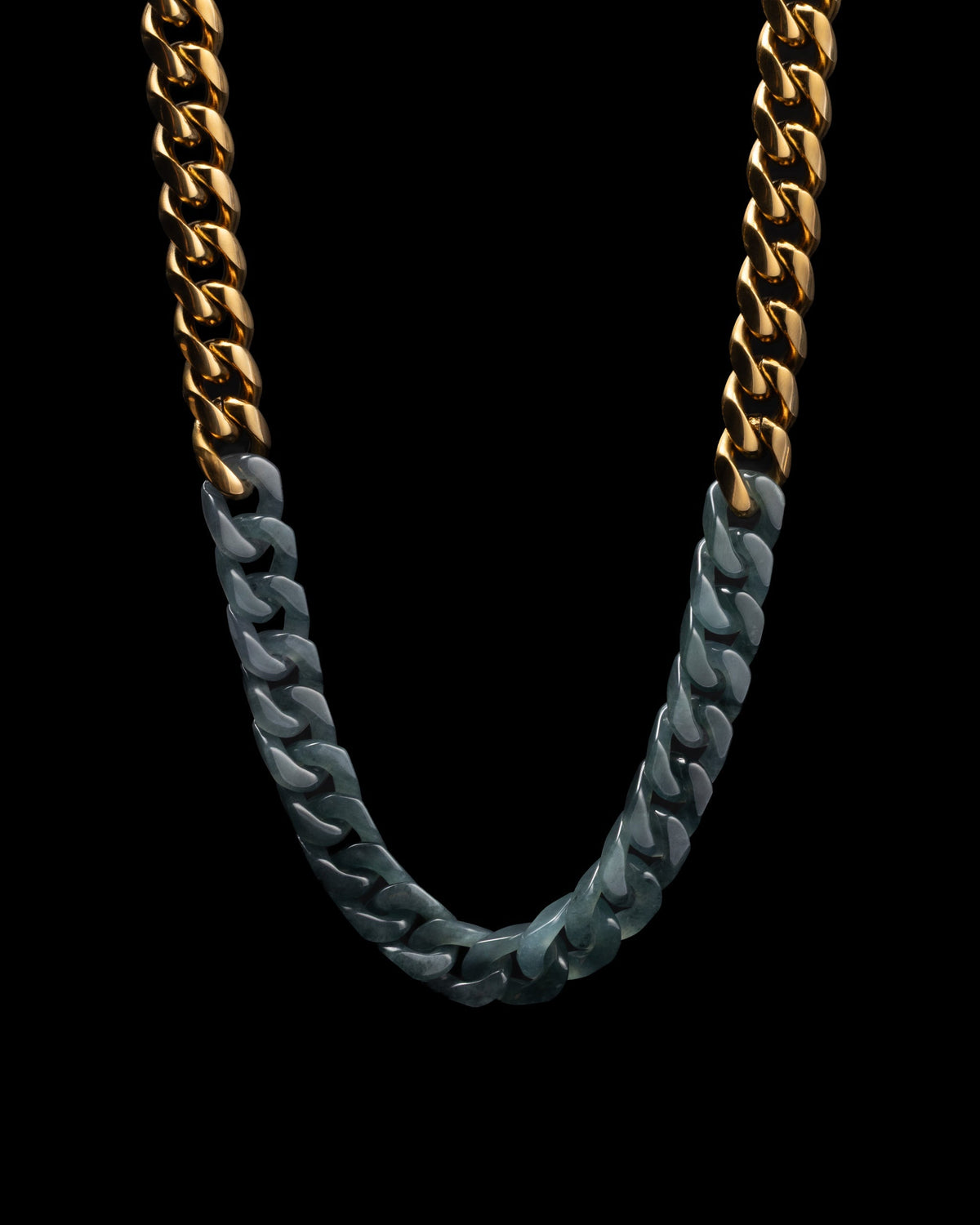 Classic Cuban Chain Necklace In Mayan Jade With Stainless Steel - Luzari