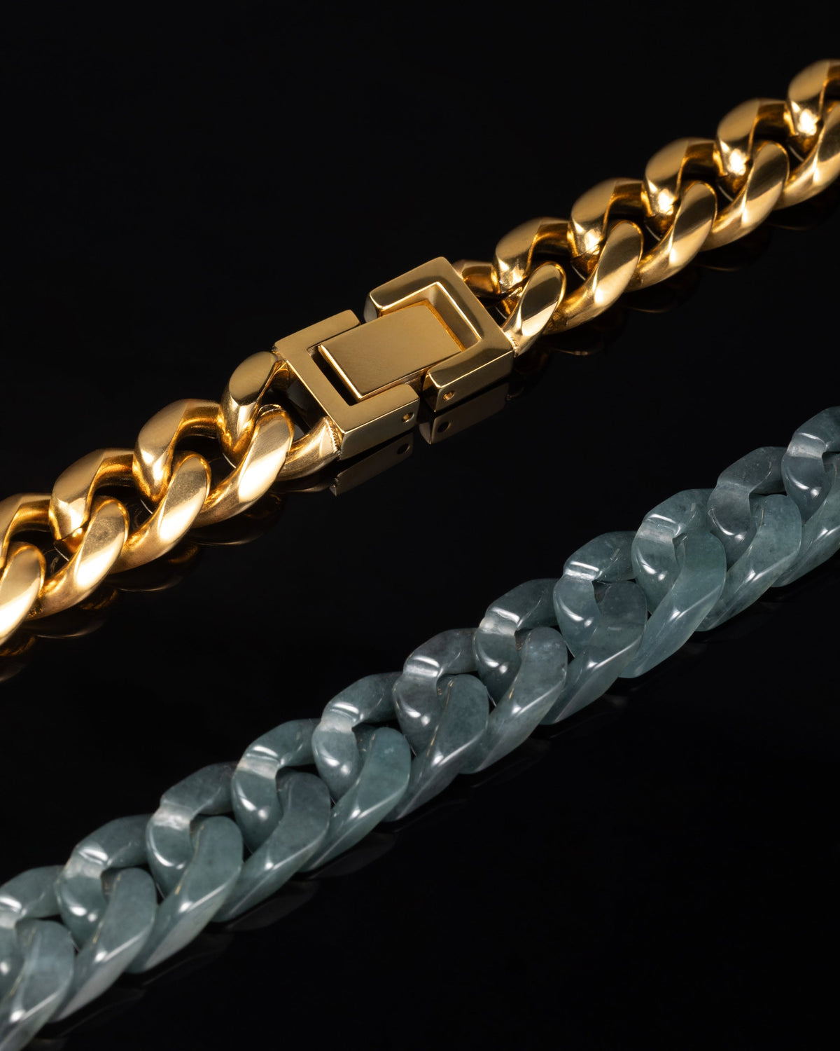 Classic Cuban Chain Necklace In Mayan Jade With Stainless Steel - Luzari