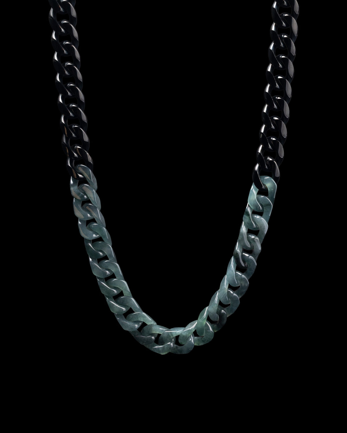 Classic Cuban Chain Necklace In Mayan Jade With Stainless Steel - Luzari
