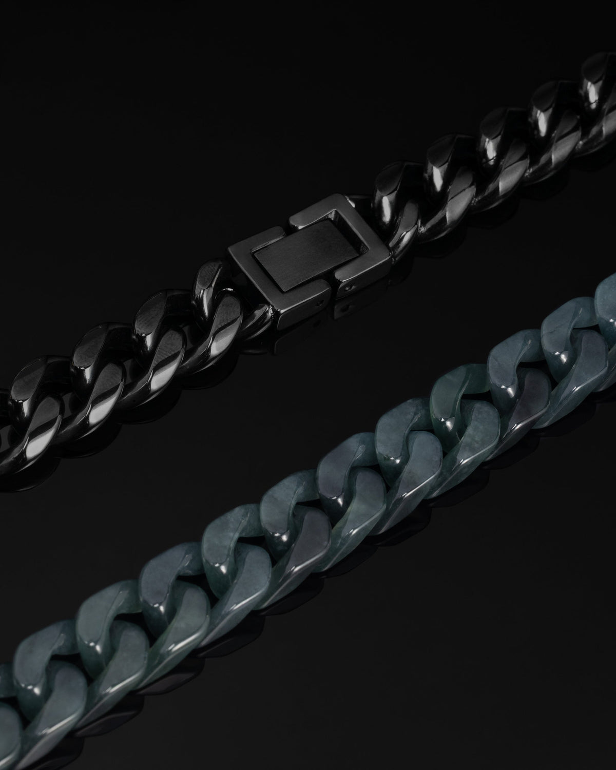 Classic Cuban Chain Necklace In Mayan Jade With Stainless Steel - Luzari