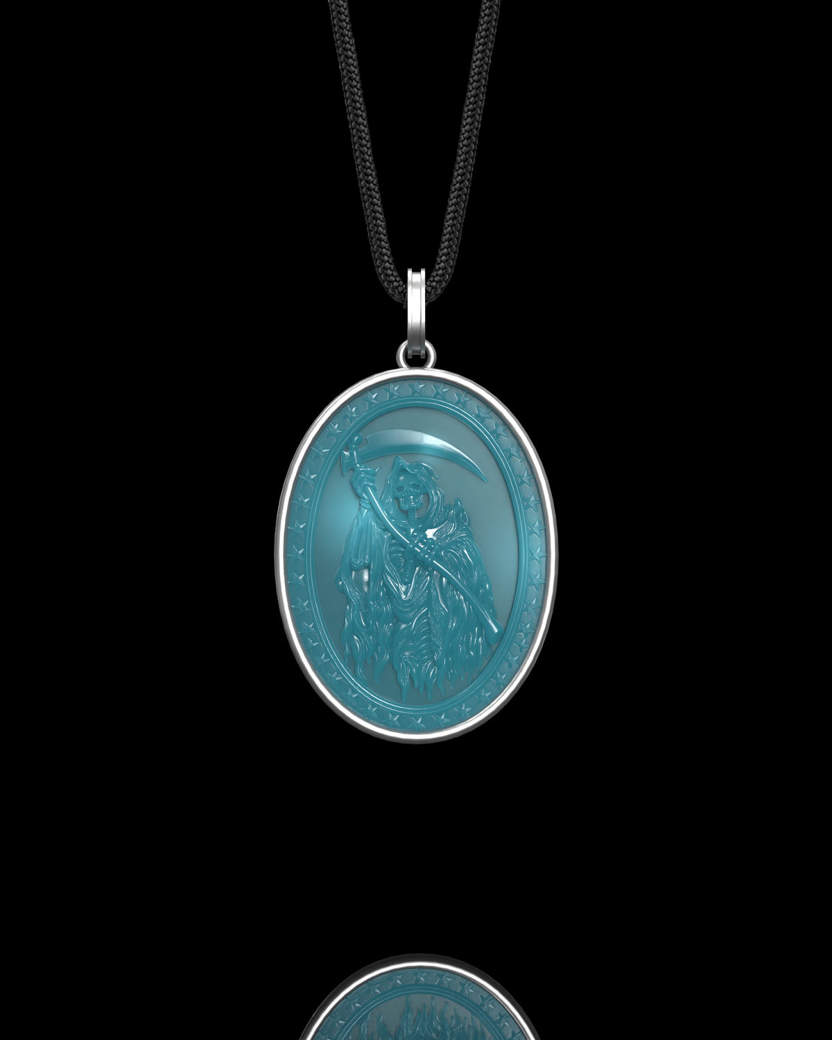 Eldritch Reaper Pendant In Mayan Blue Jade - Luzari