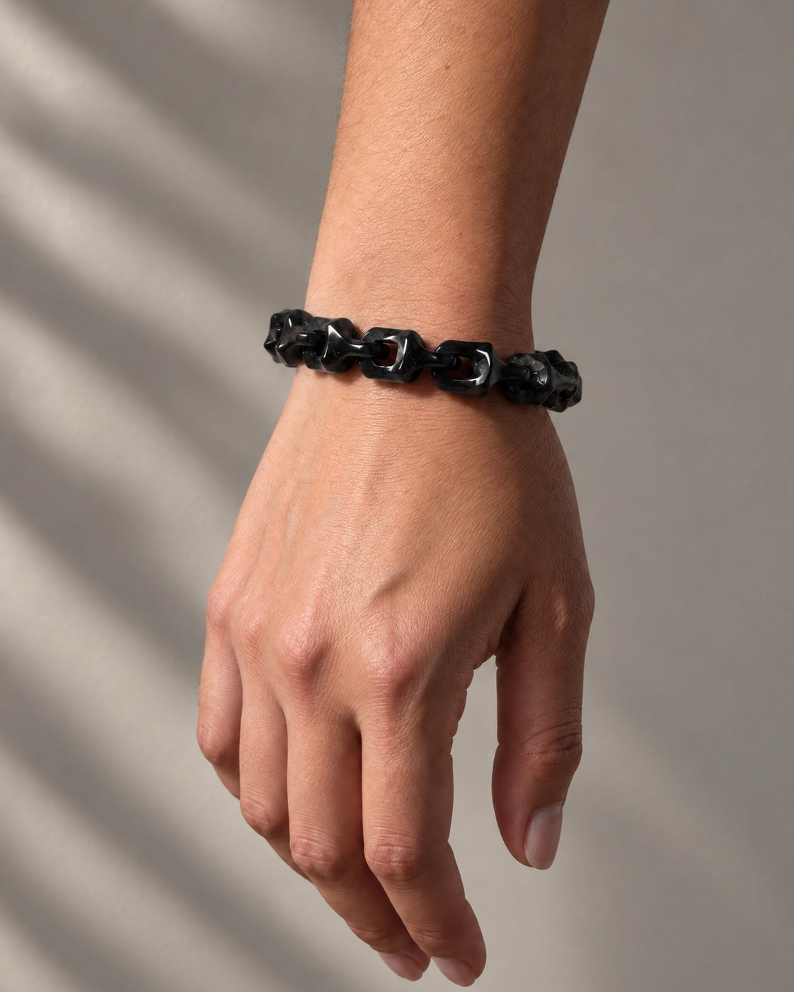 Dragon Spine Bracelet In Black Mayan Jade worn on the wrist