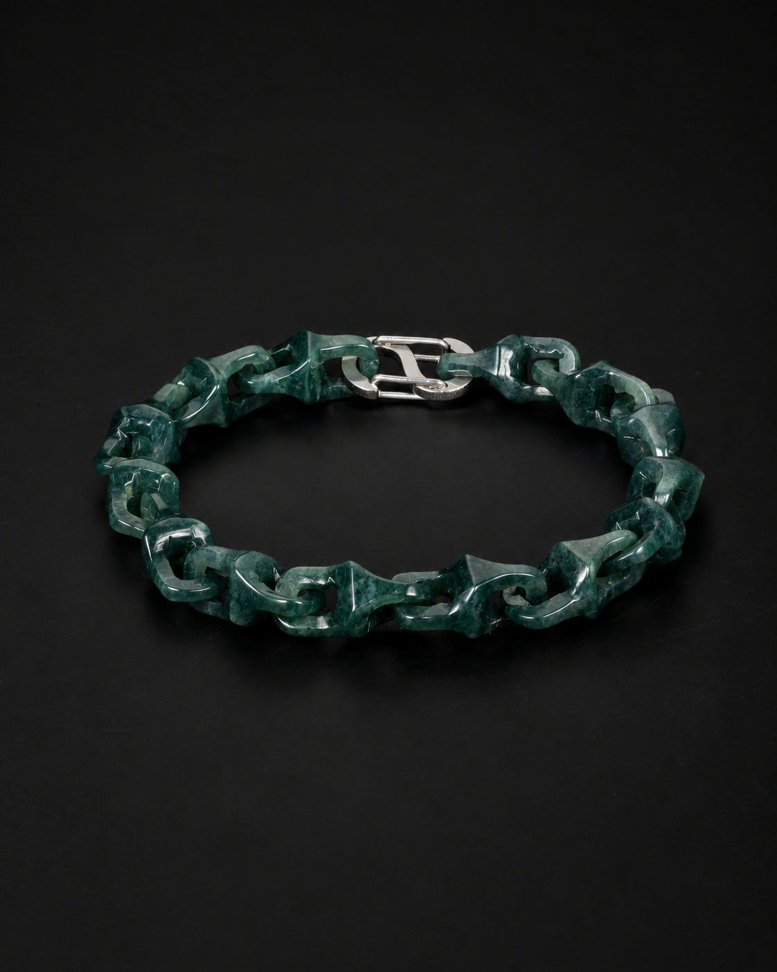 Dragon Spine Bracelet In Dark Green Mayan Jade, product view 5