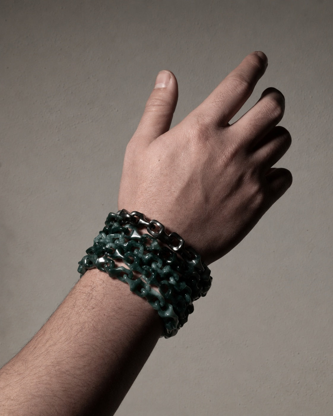 Dragon Spine Bracelet In Dark Green Mayan Jade, product view 9