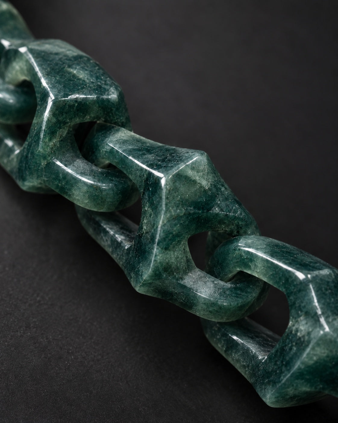 Finish texture close-up of Dragon Spine Bracelet In Dark Green Mayan Jade