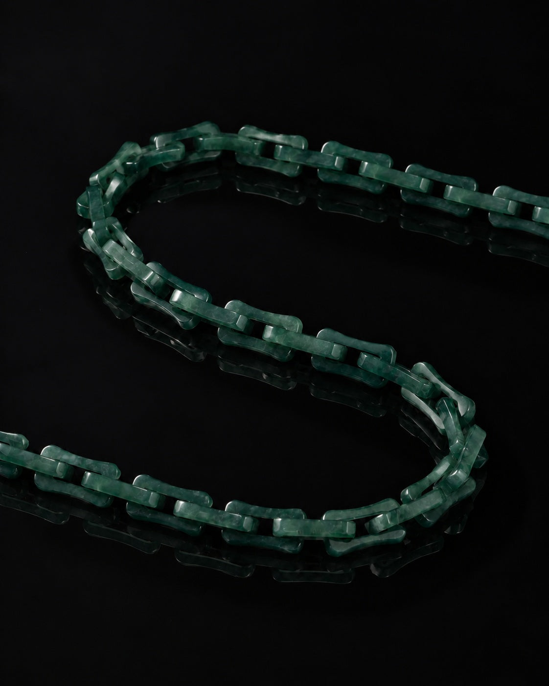Square Cable Chain Necklace In Dark Green Mayan Jade, product view 2