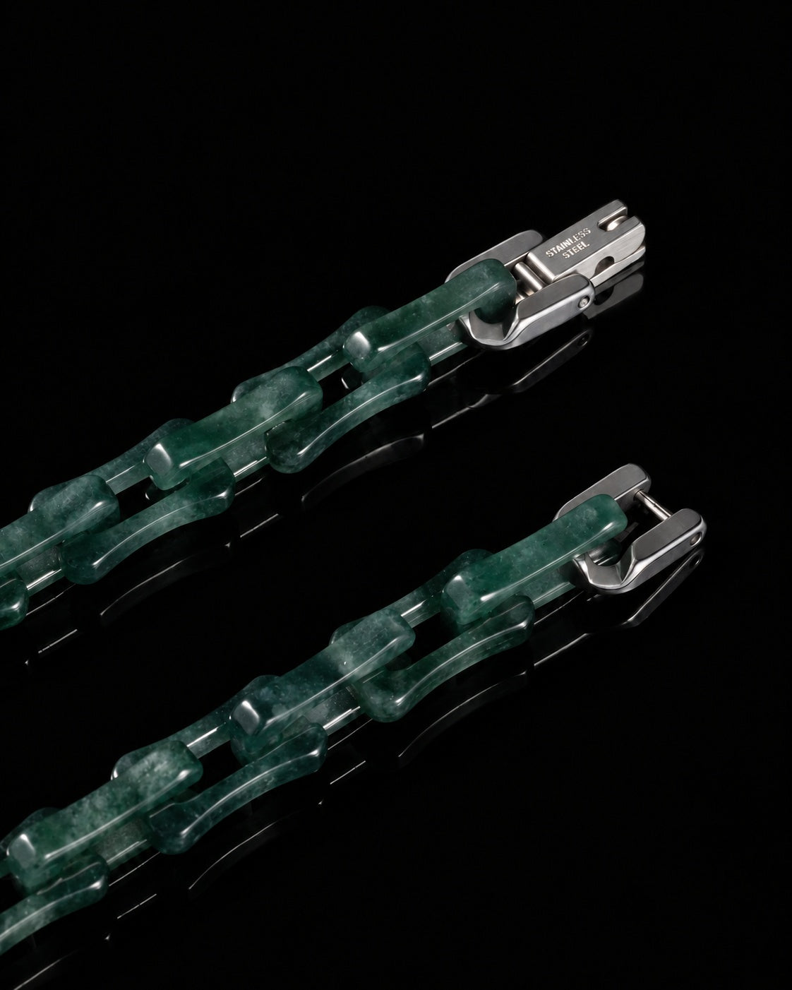 Square Cable Chain Necklace In Dark Green Mayan Jade, product view 3