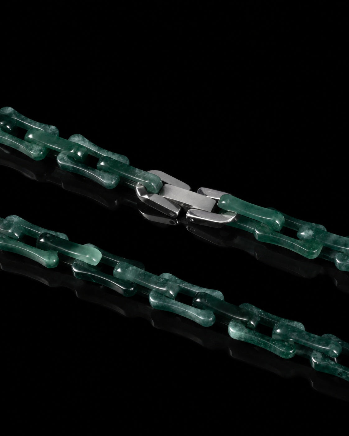 Square Cable Chain Necklace In Dark Green Mayan Jade, product view 5