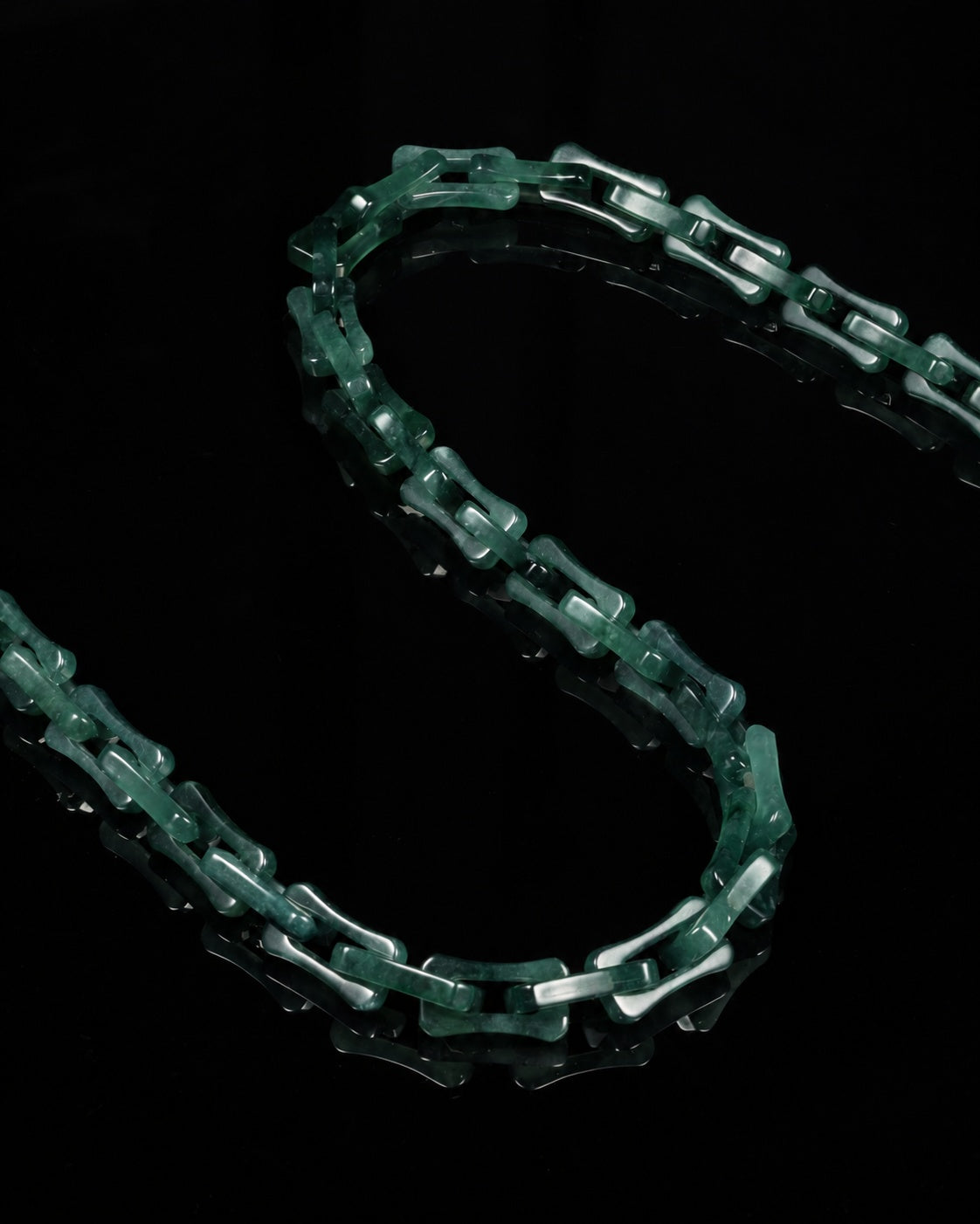 Square Cable Chain Necklace In Dark Green Mayan Jade, product view 8