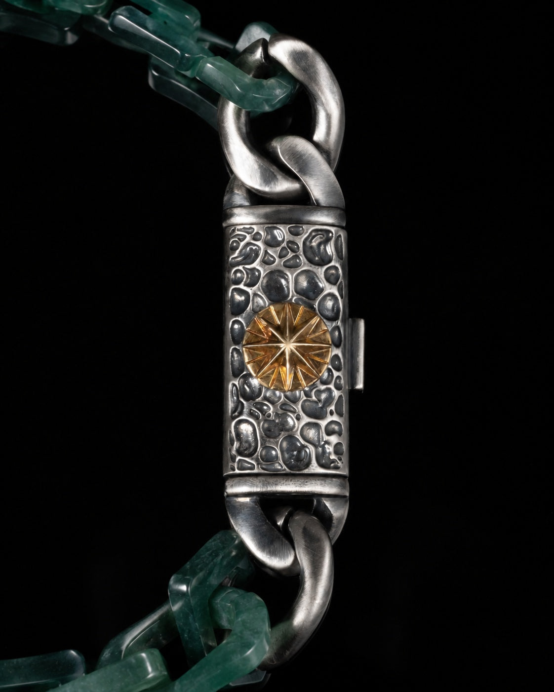 Silver Crag clasp, Dark Green necklace