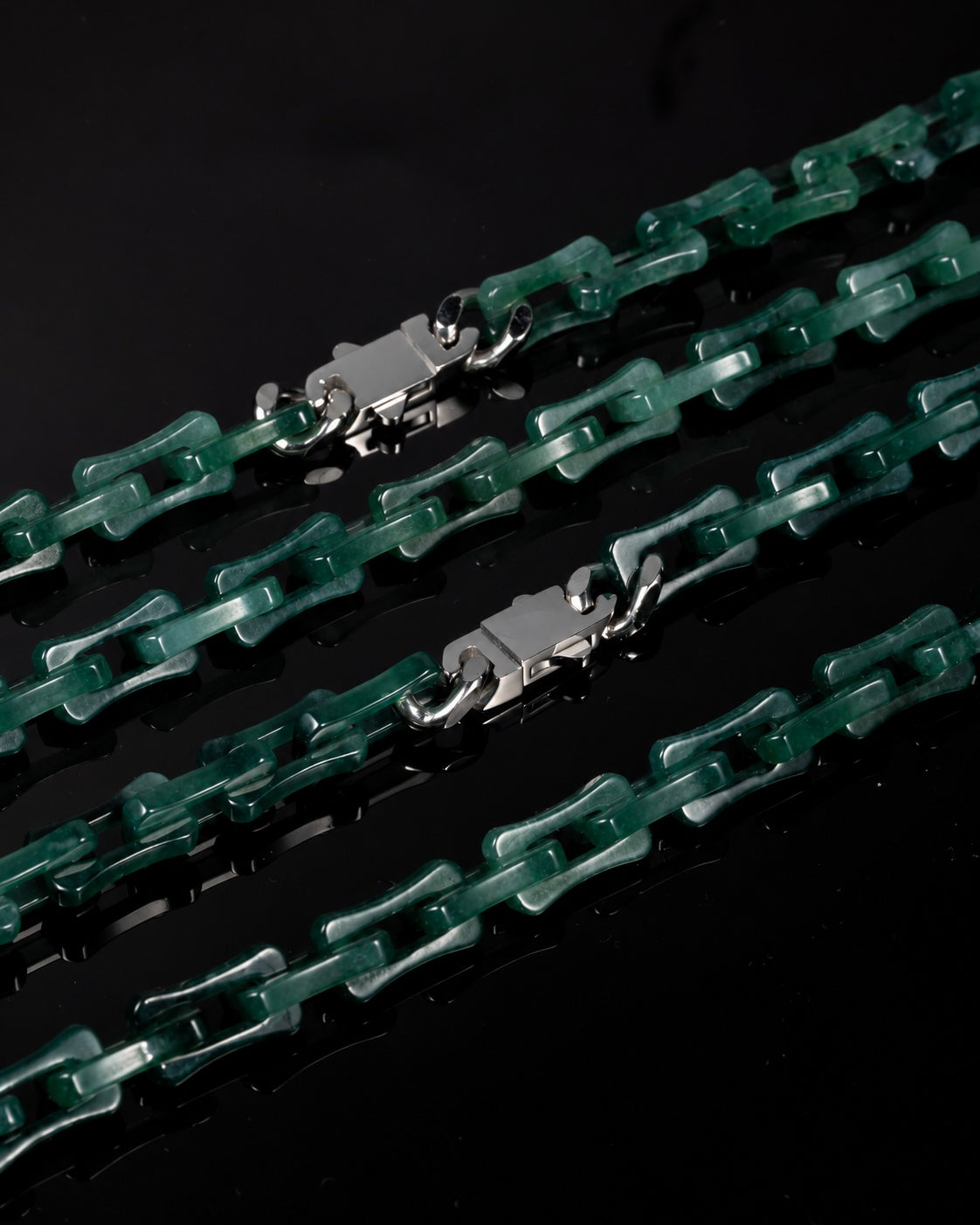 Square Cable Chain Necklace In Dark Green Mayan Jade, product view 16