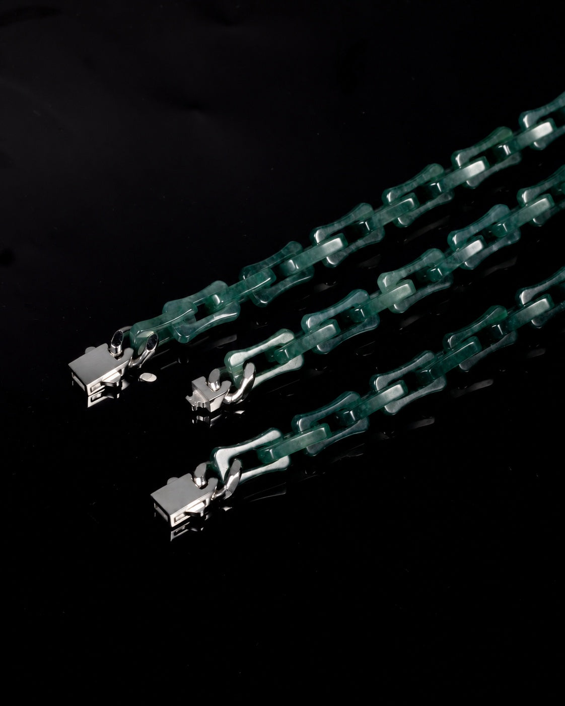Square Cable Chain Necklace In Dark Green Mayan Jade, product view 17