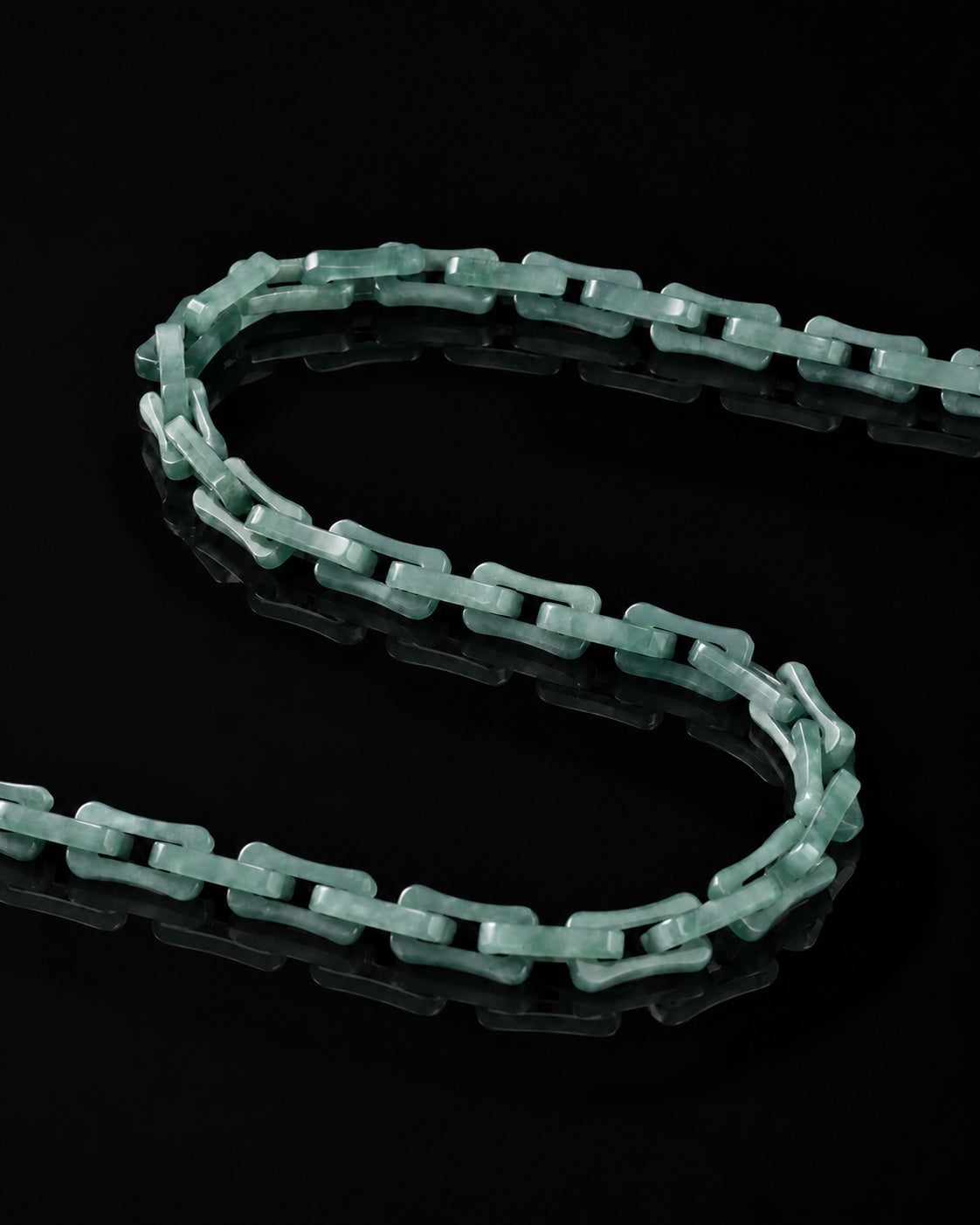 Square Cable Chain Necklace In Light Green Mayan Jade, product view 2