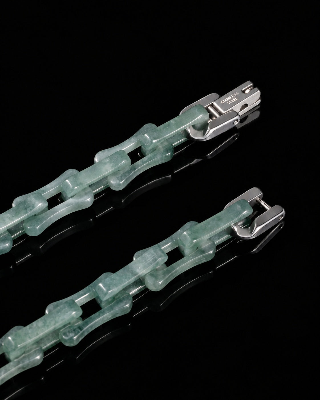 Square Cable Chain Necklace In Light Green Mayan Jade, product view 3