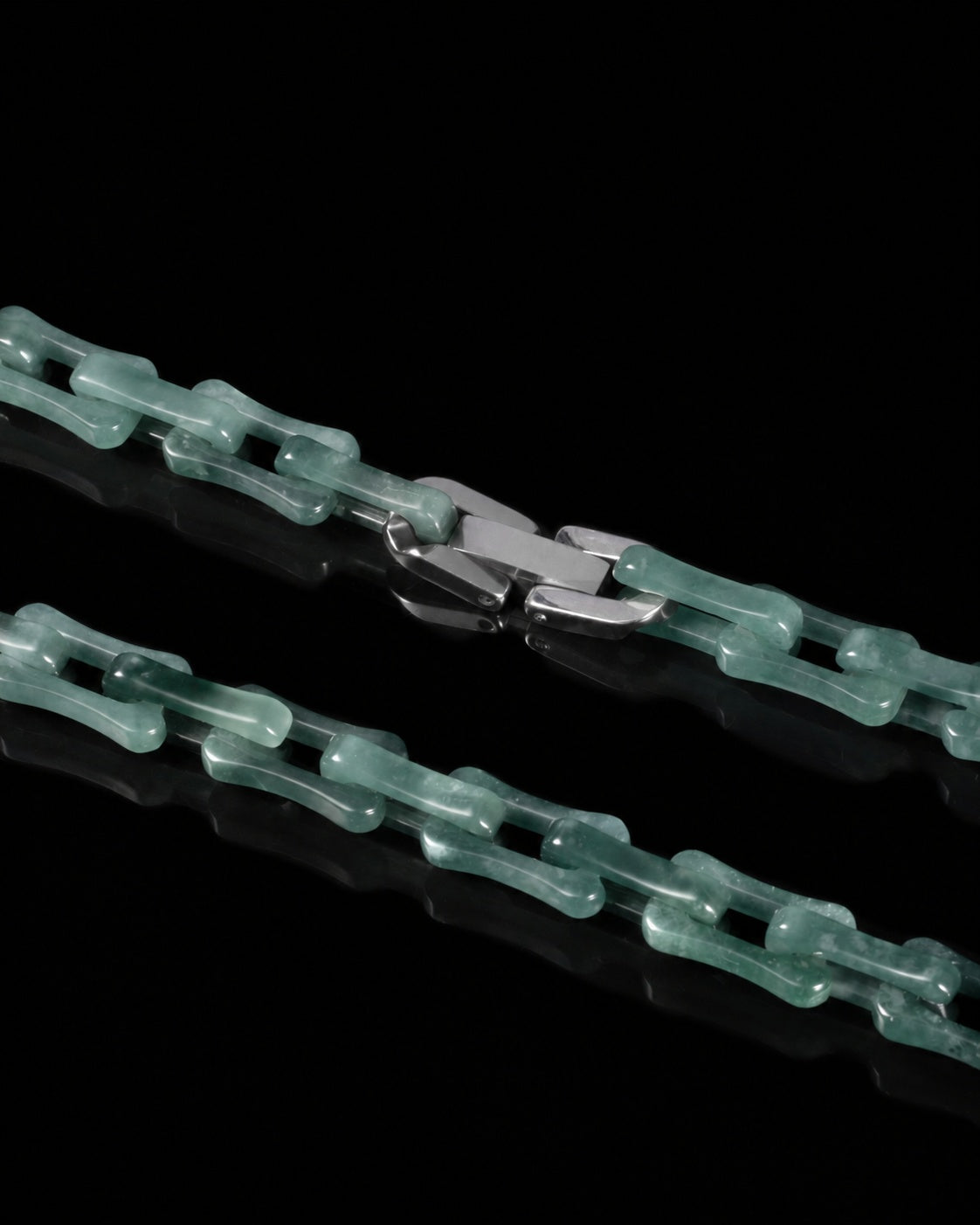 Square Cable Chain Necklace In Light Green Mayan Jade, product view 5