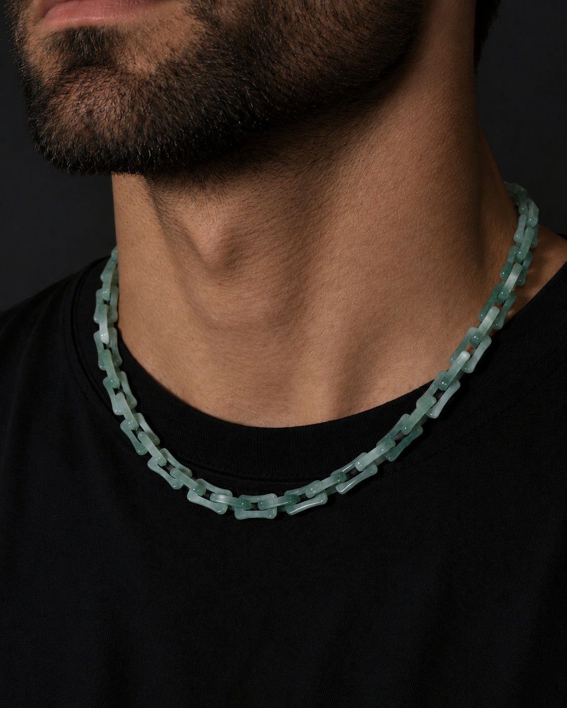 Square Cable Chain Necklace In Light Green Mayan Jade, product view 7