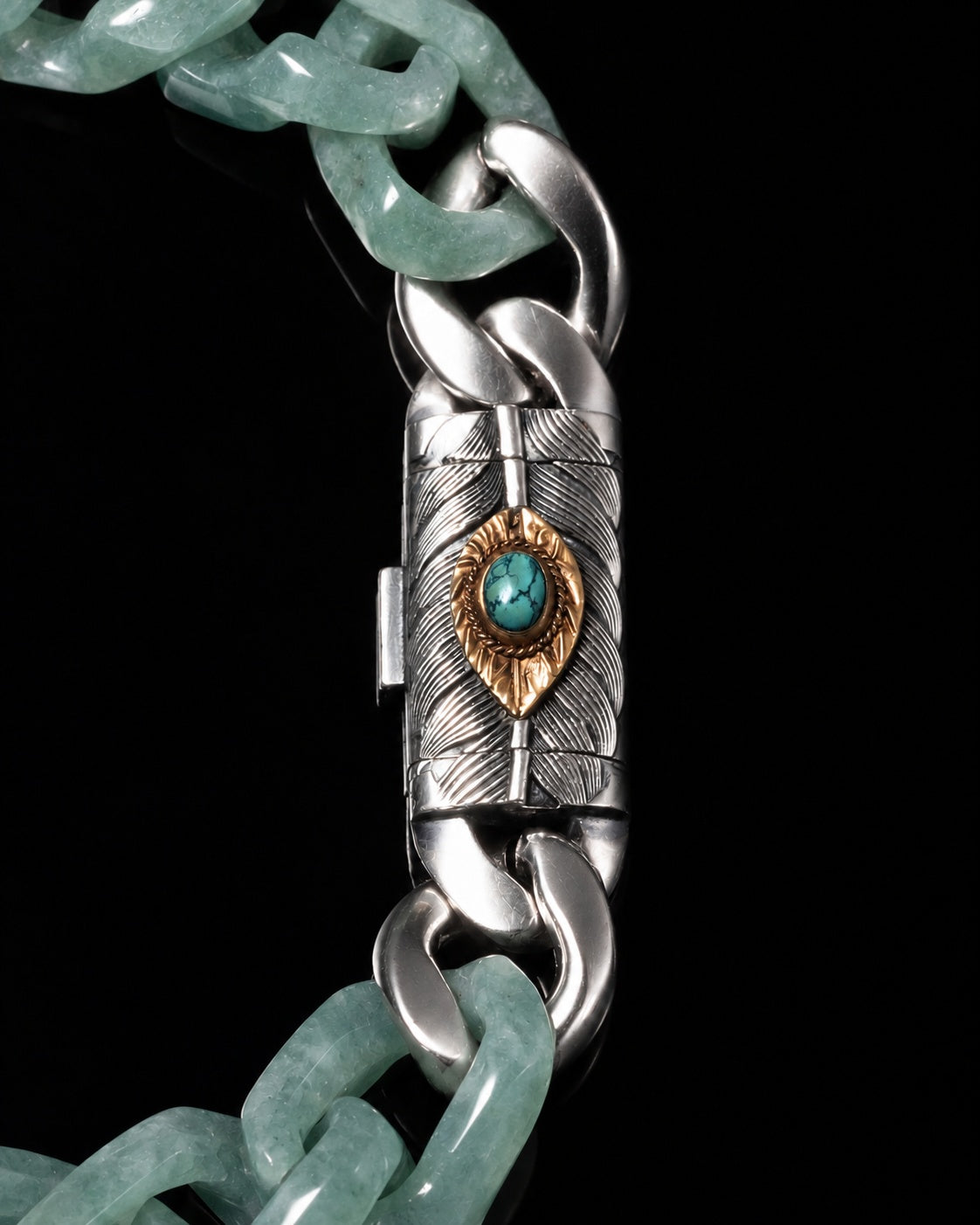 Silver Zephyr clasp, Light Green necklace