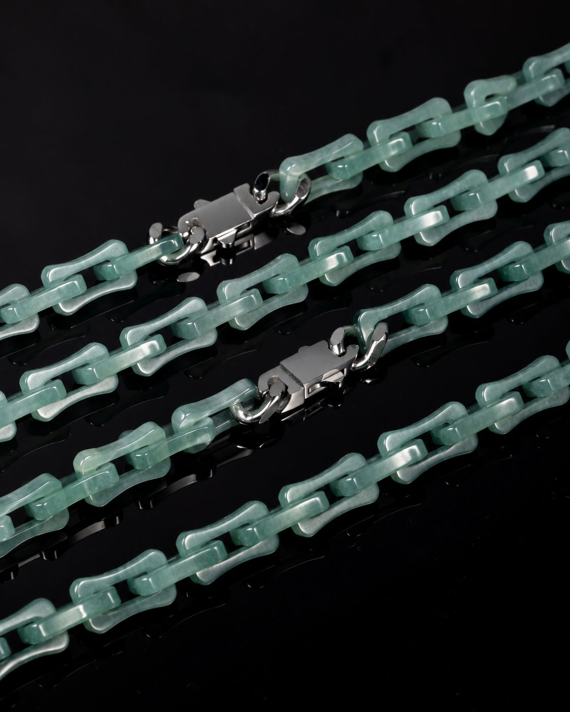 Square Cable Chain Necklace In Light Green Mayan Jade, product view 16