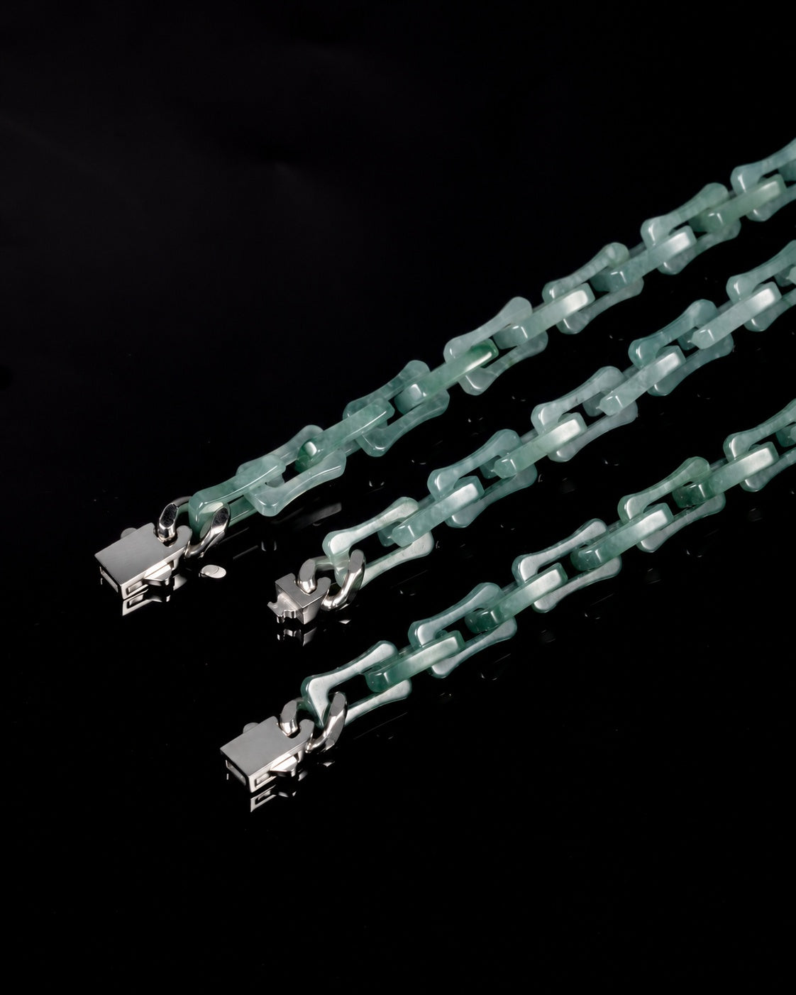 Square Cable Chain Necklace In Light Green Mayan Jade, product view 17