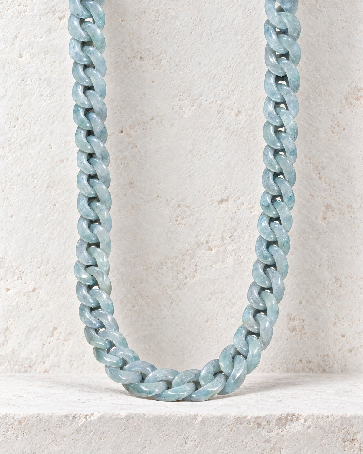 Blue jadeite Cuban link necklace