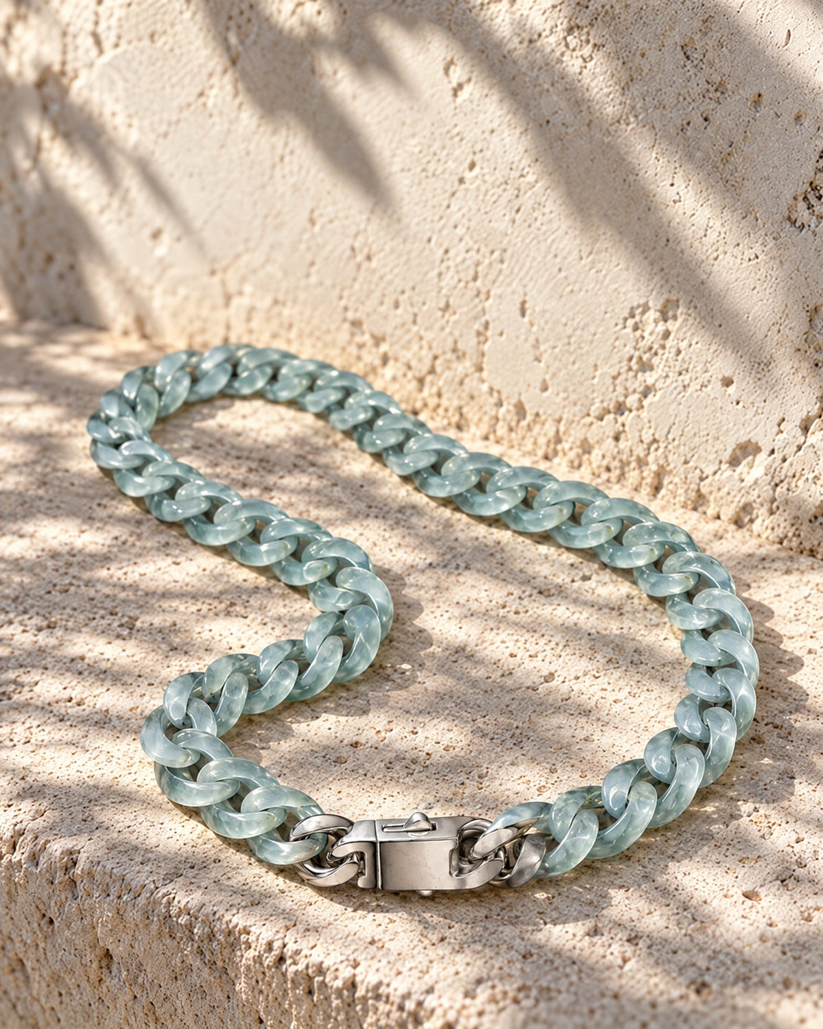 Blue jadeite Cuban link necklace