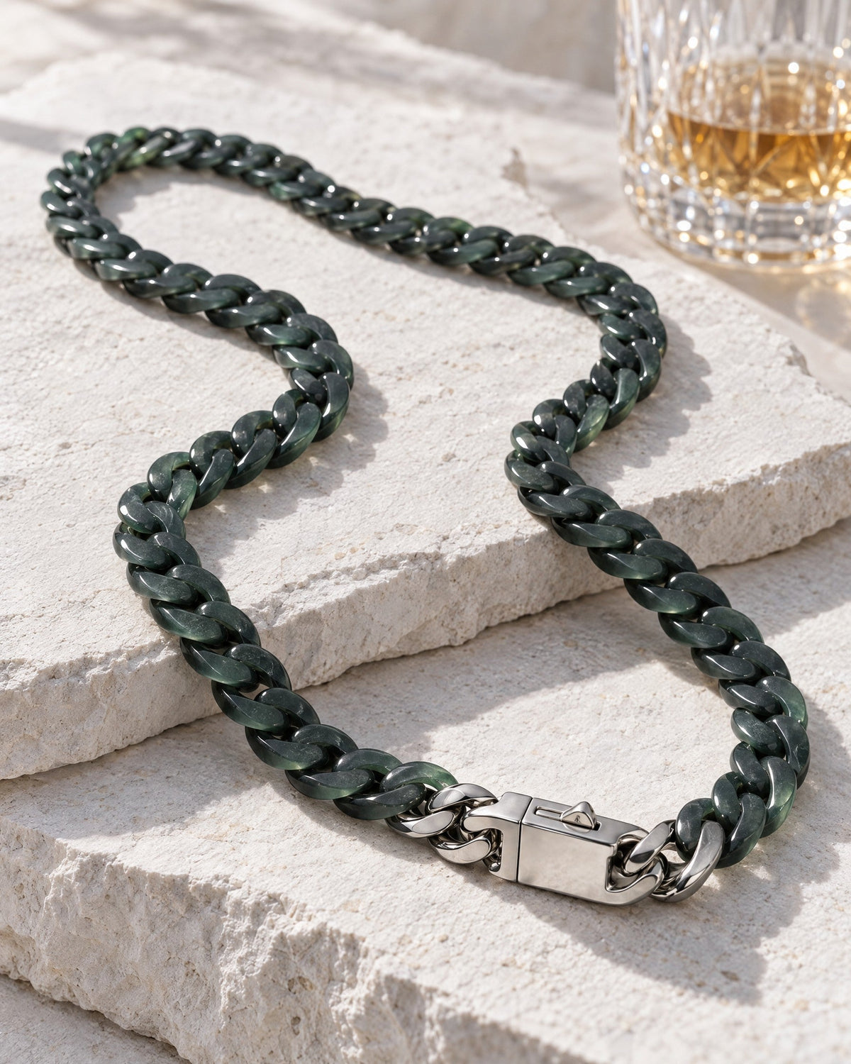 Black jade Cuban link necklace