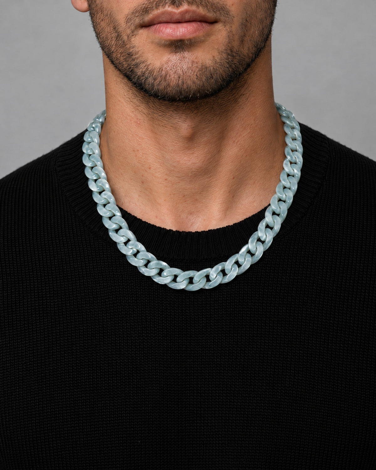 Blue jadeite Cuban link necklace