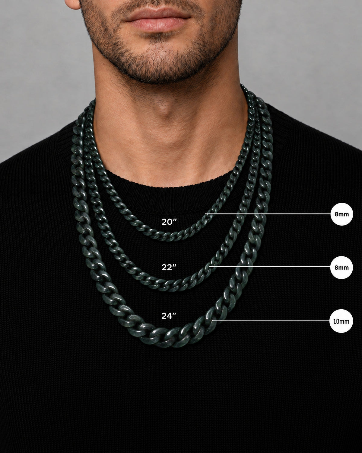 Black jade Cuban link necklace
