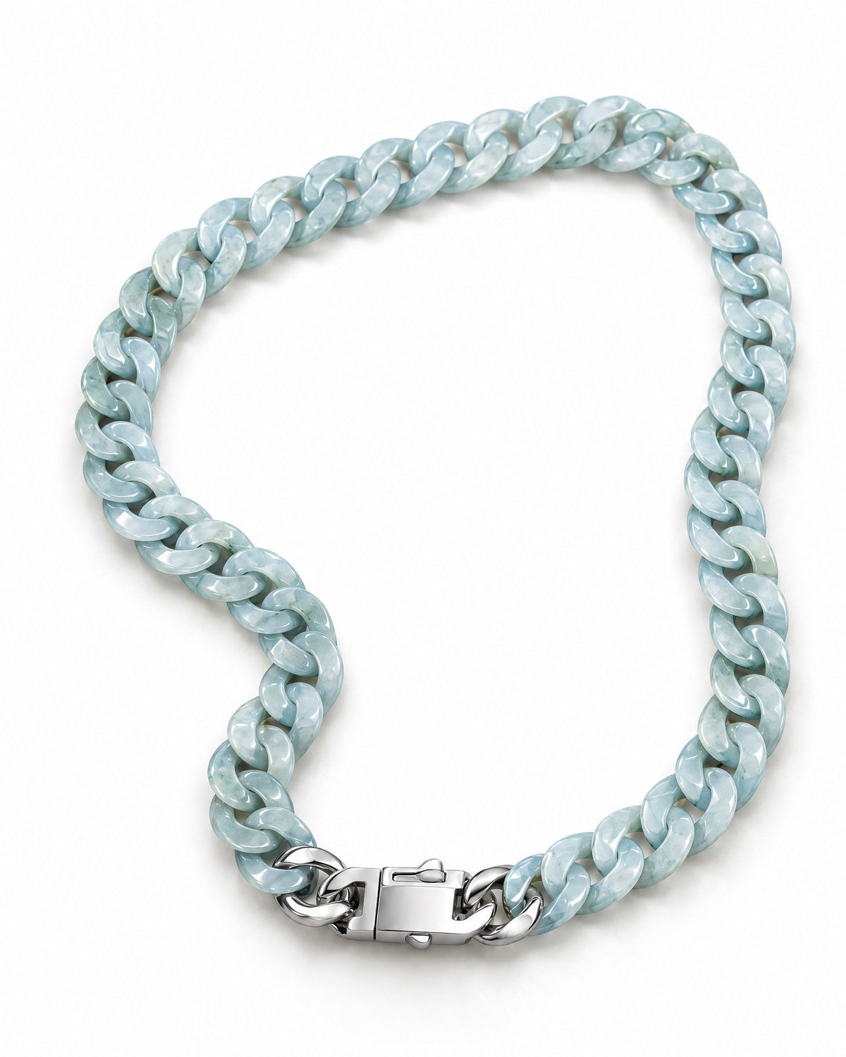 Blue jadeite Cuban link necklace