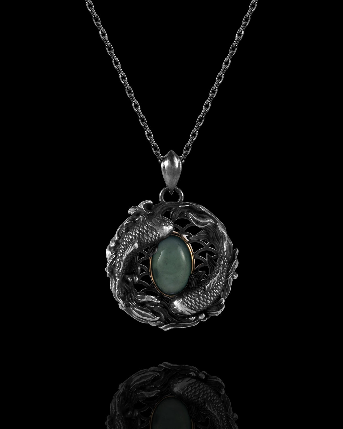 Serene Waves Pendant In Nickel Silver With Guatemalan Jade - Luzari