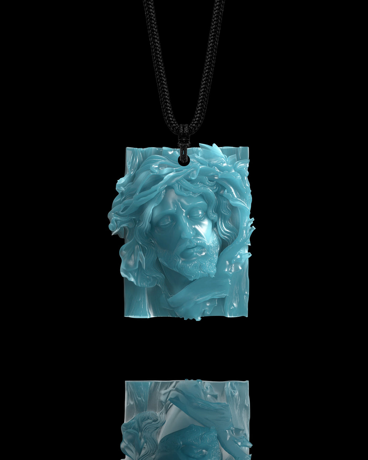 Slumbering Savior Pendant In Mayan Blue Jade - Luzari