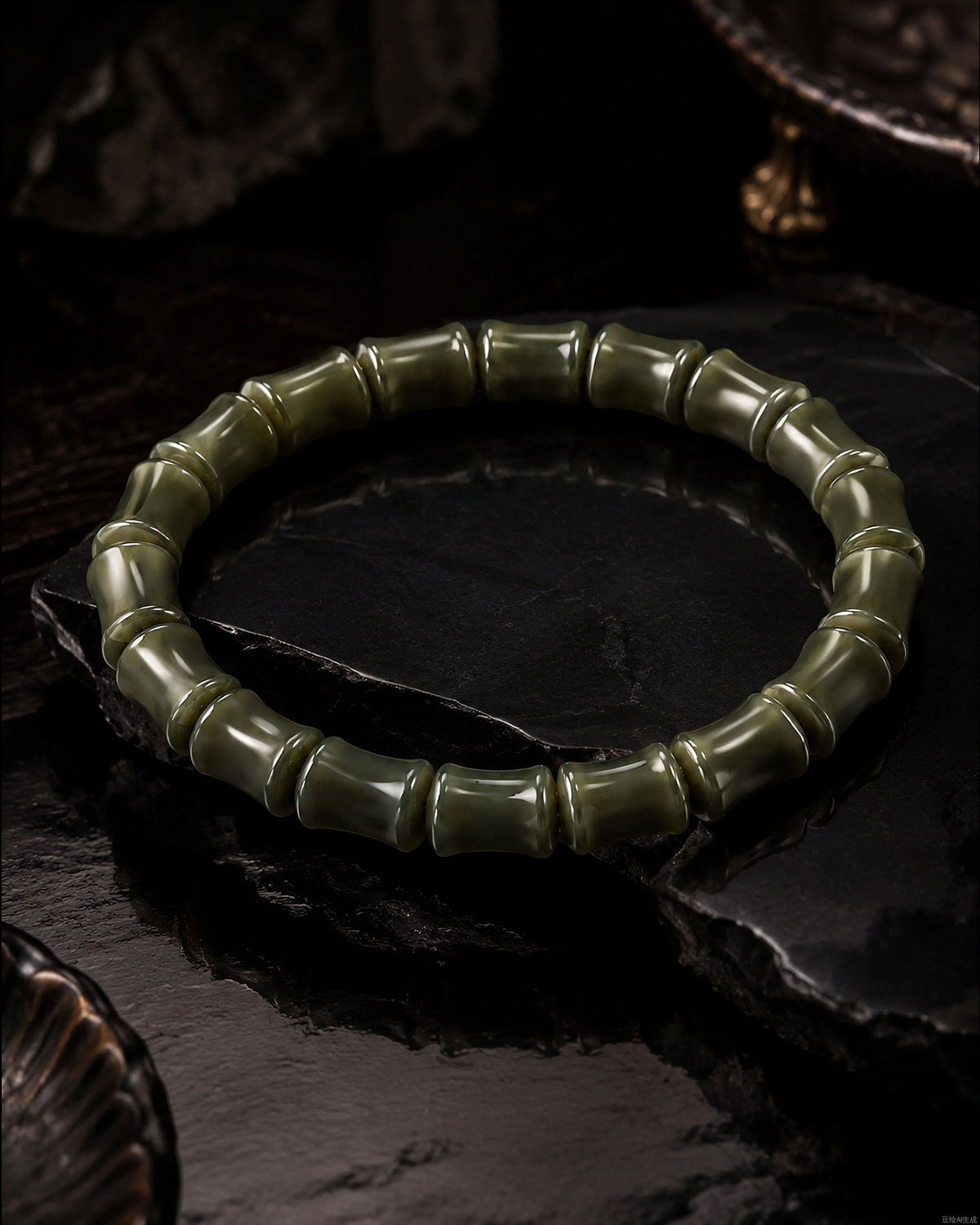 Verdant Vertebrae Bracelet In Nephrite - Luzari